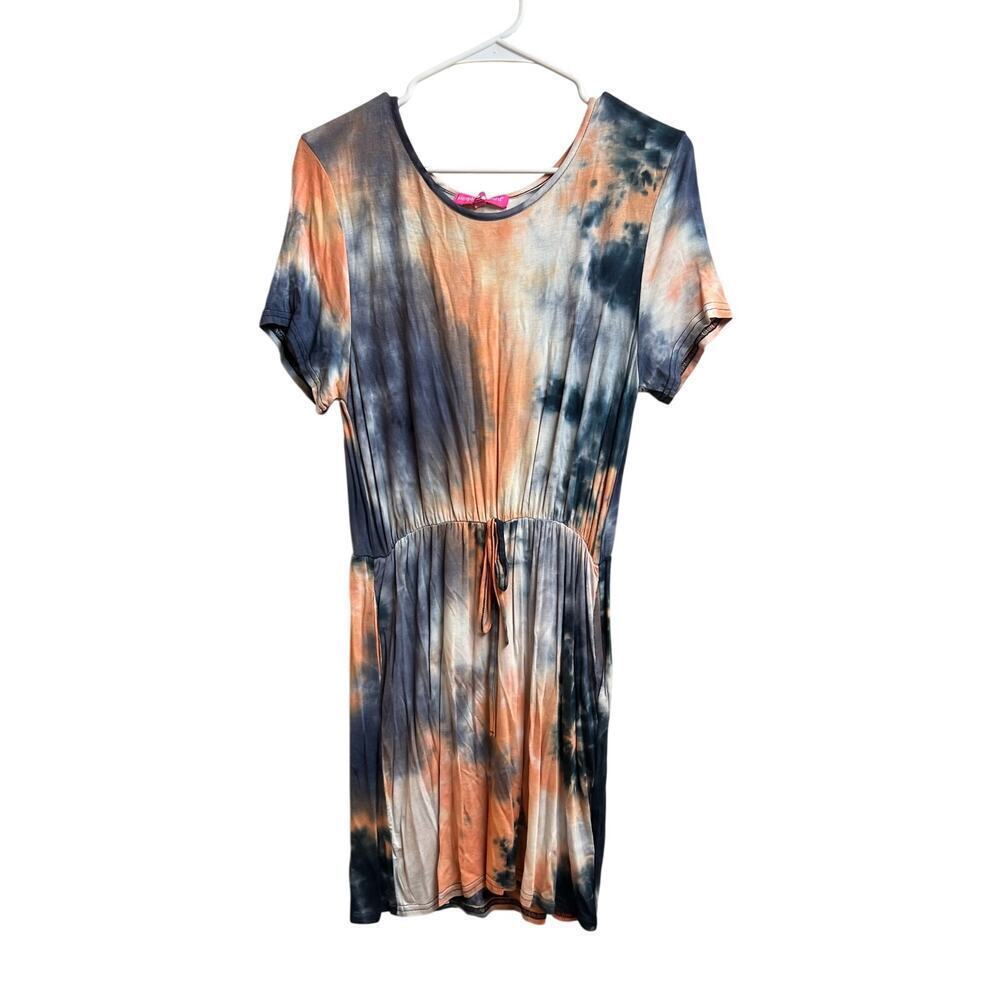 Simply Southern Tie-Dye Dress Scoop Neckline Short Sleeves Elastic Waist Small